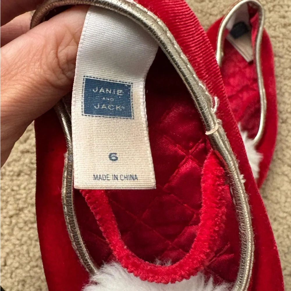 Janie & Jack Red Pom Pom Slippers